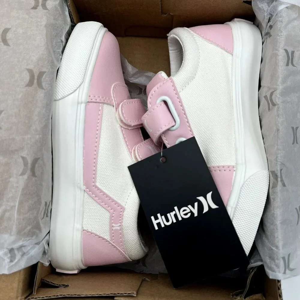 Hurley Toddler Girls Slip-on Canvas Sneakers Size 9-10 Pink-White Casual Comfort